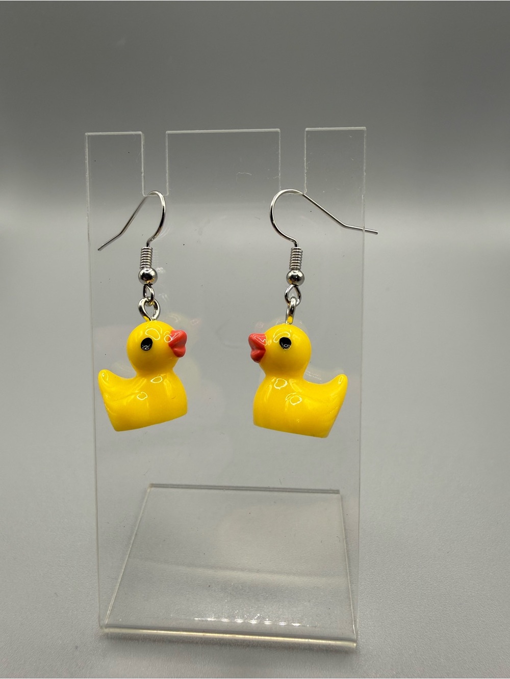 Yellow Rubber Duck Dangle Earrings - Handmade #E0167C